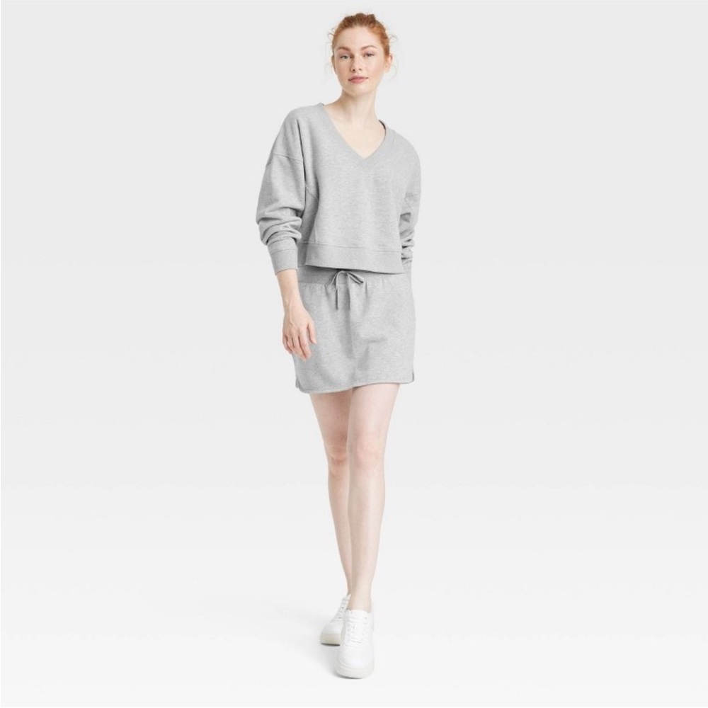 JoyLab - Women's French Terry V-Neck Sweatshirt Heather Gray size XS NWT